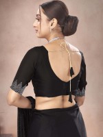 Black Satin Chiffon Saree